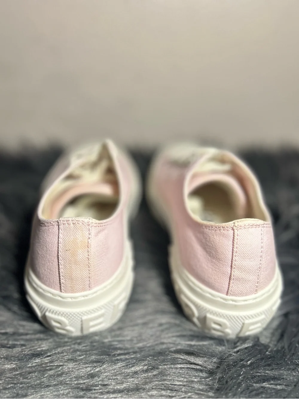 Burberry Pink Organic Cotton Low-Top Canvas Sneakers Size US 8.5 - Picture 6 of 13